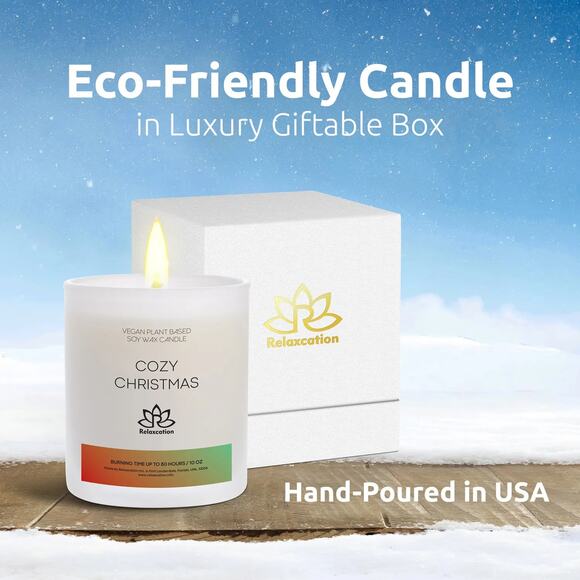 COZY CHRISTMAS Soy Wax Candle in Glass Jar (10 oz) - Picture 6 of 7